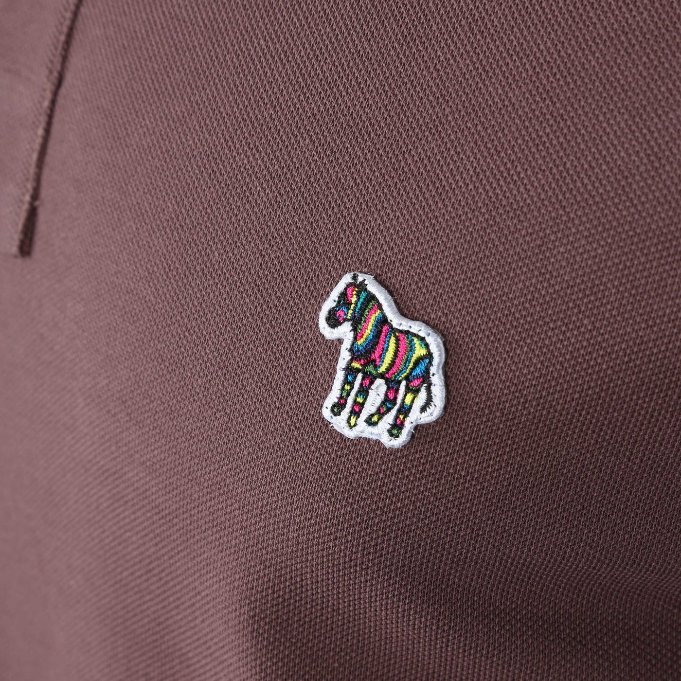 Paul Smith Zebra Badge LS Polo Shirt in Plum Logo