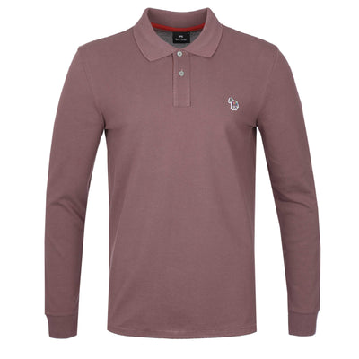 Paul Smith Zebra Badge LS Polo Shirt in Plum