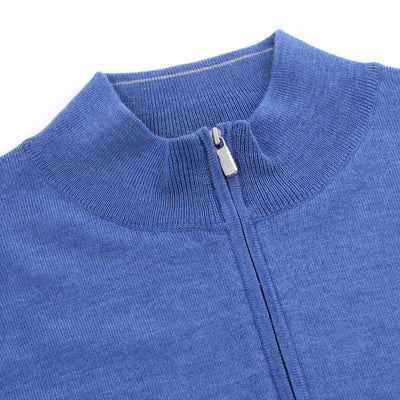 Peter Millar Autumn Crest 1/4 Zip Knitwear in Evening Tide Blue Placket