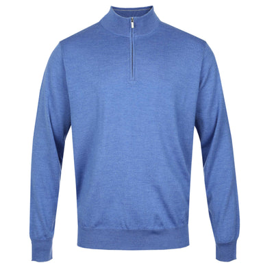 Peter Millar Autumn Crest 1/4 Zip Knitwear in Evening Tide Blue