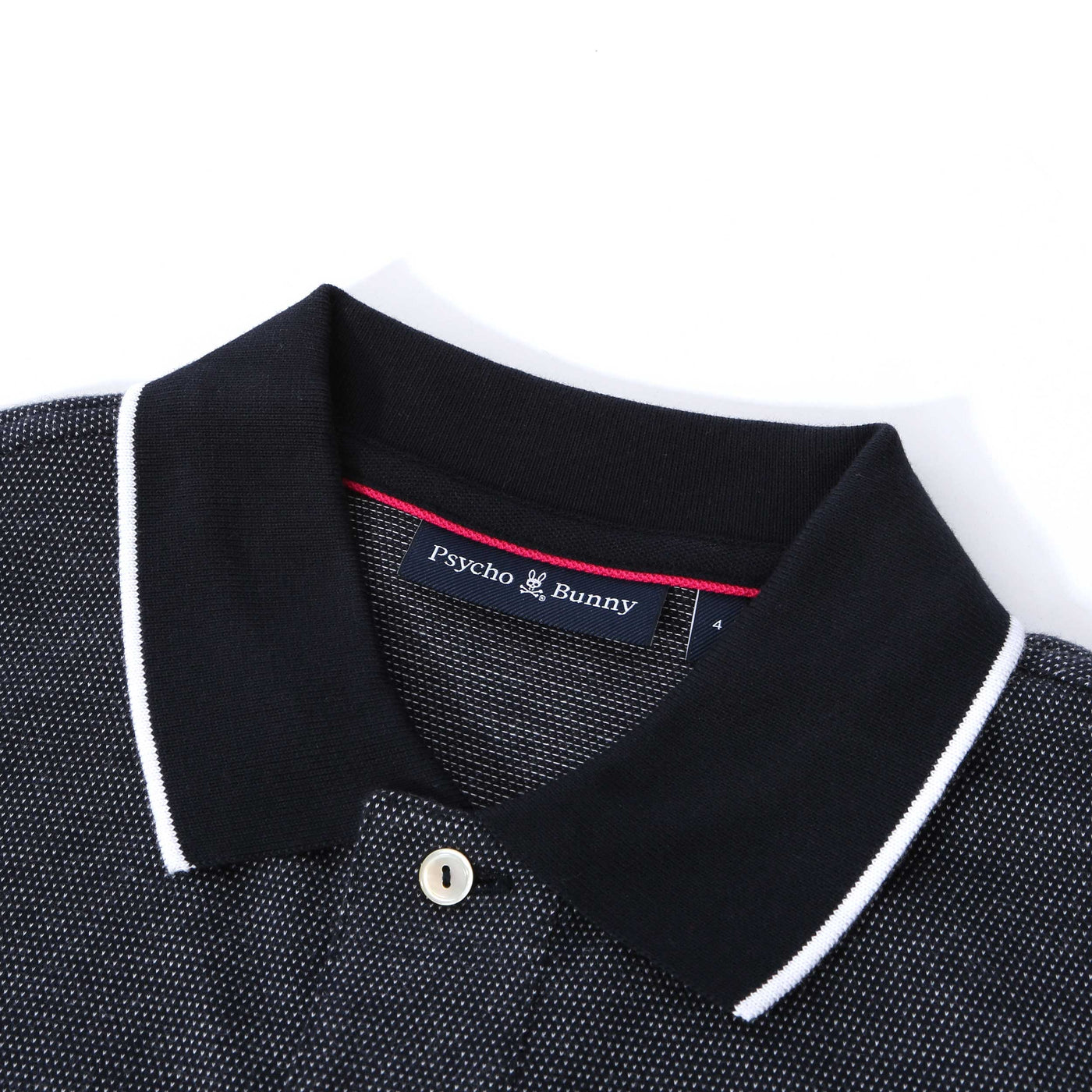 Psycho Bunny Eldorado Jacquard Pique Polo Shirt in Navy Collar