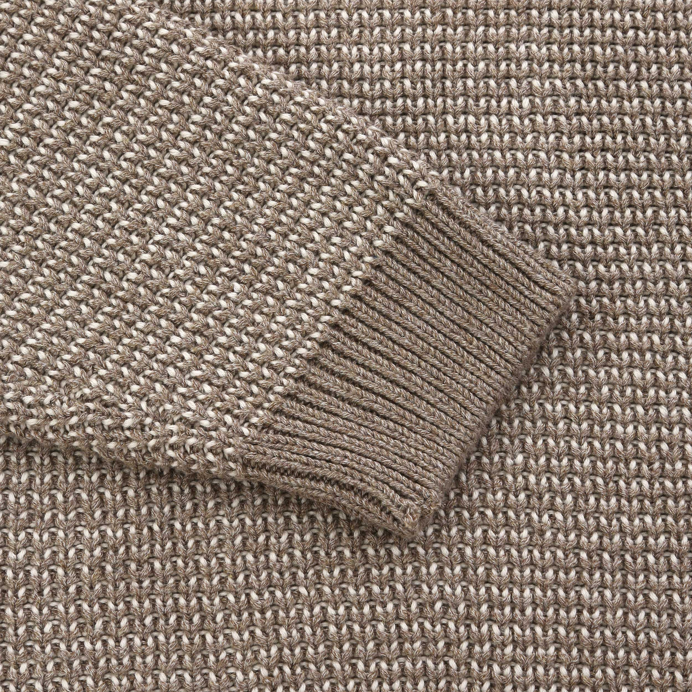 Remus Uomo 3 Button Chunky Polo Knitwear in Beige Cuff