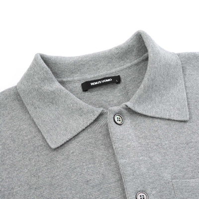 Remus Uomo Button Thru Cardigan in Grey Collar