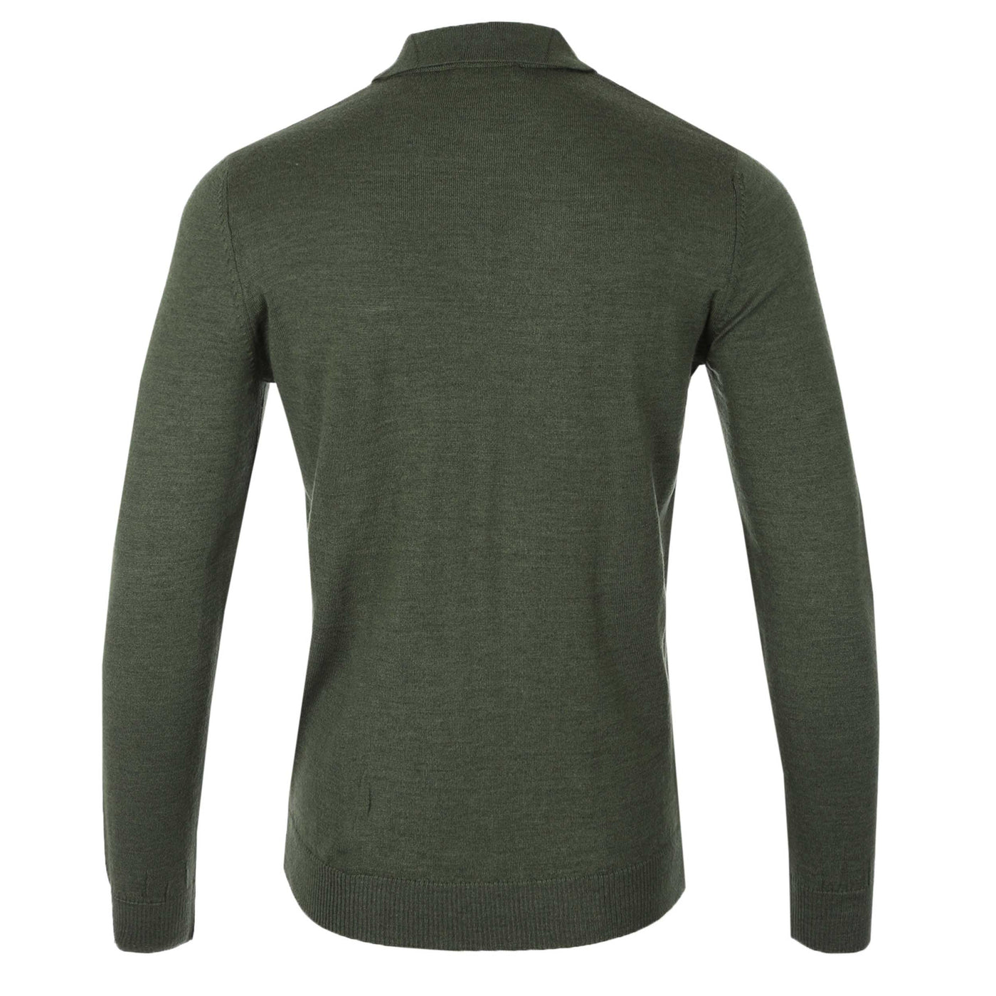 Remus Uomo Cable Knit Front Knitted Polo in Green Back