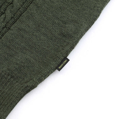 Remus Uomo Cable Knit Front Knitted Polo in Green Logo Tab