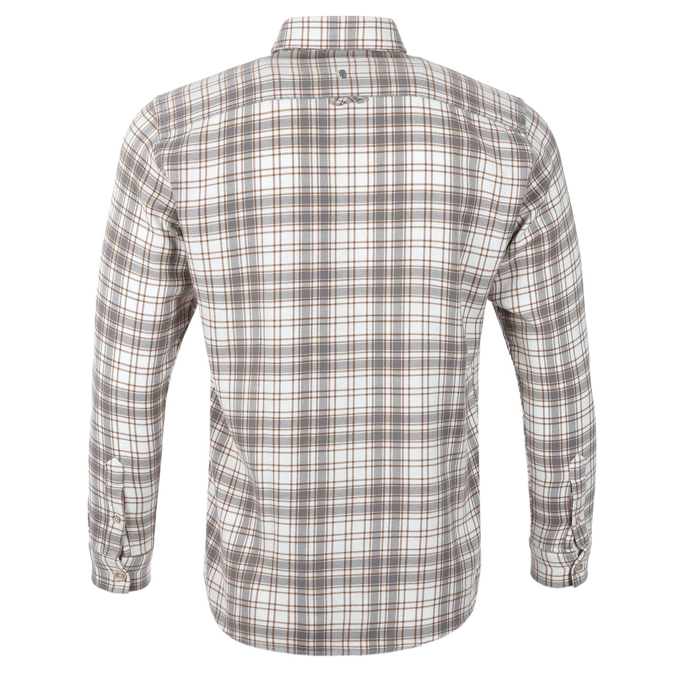 Remus Uomo Check Overshirt in White Tan Check Back