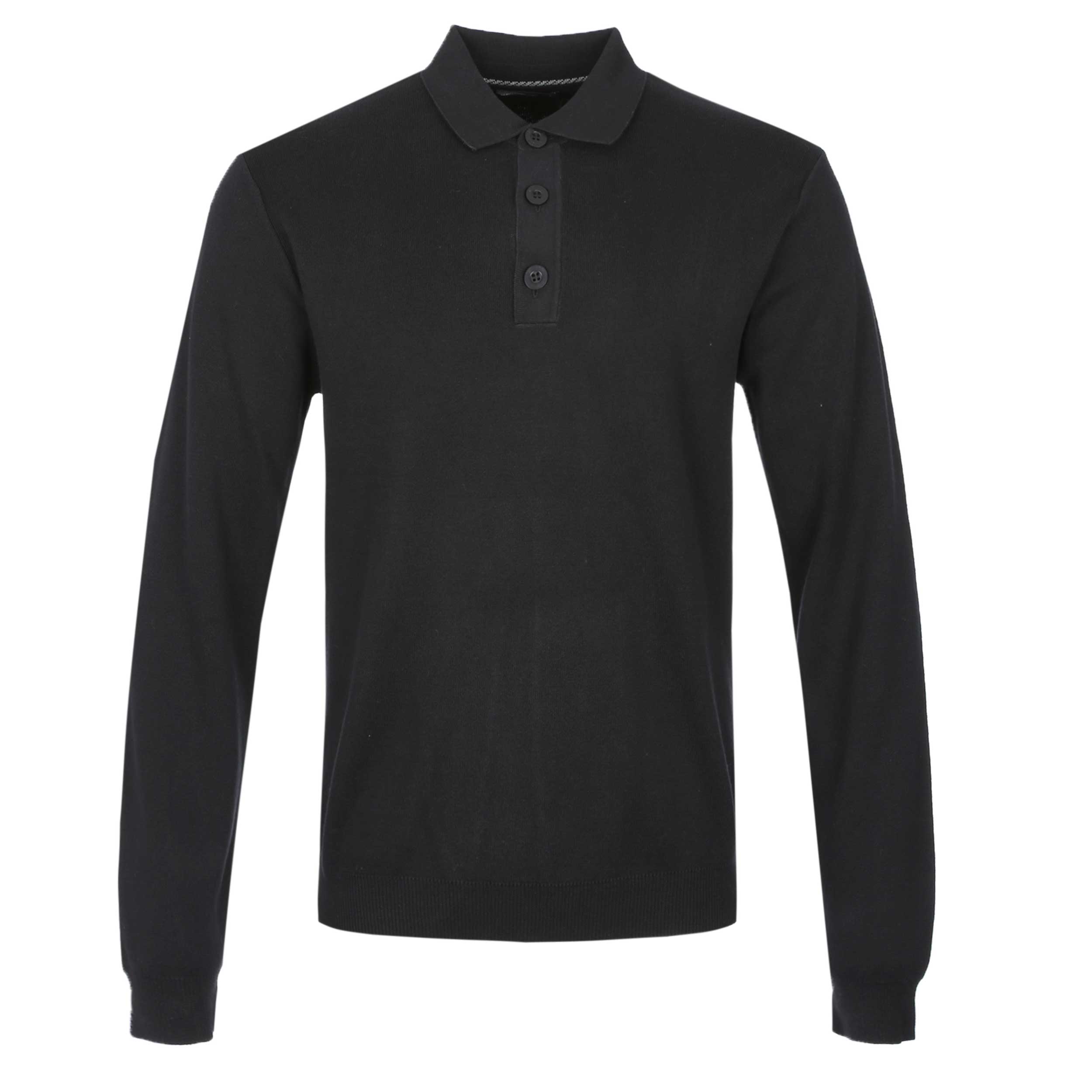 Remus Uomo Chunky 3 Button Polo Knitwear in Black
