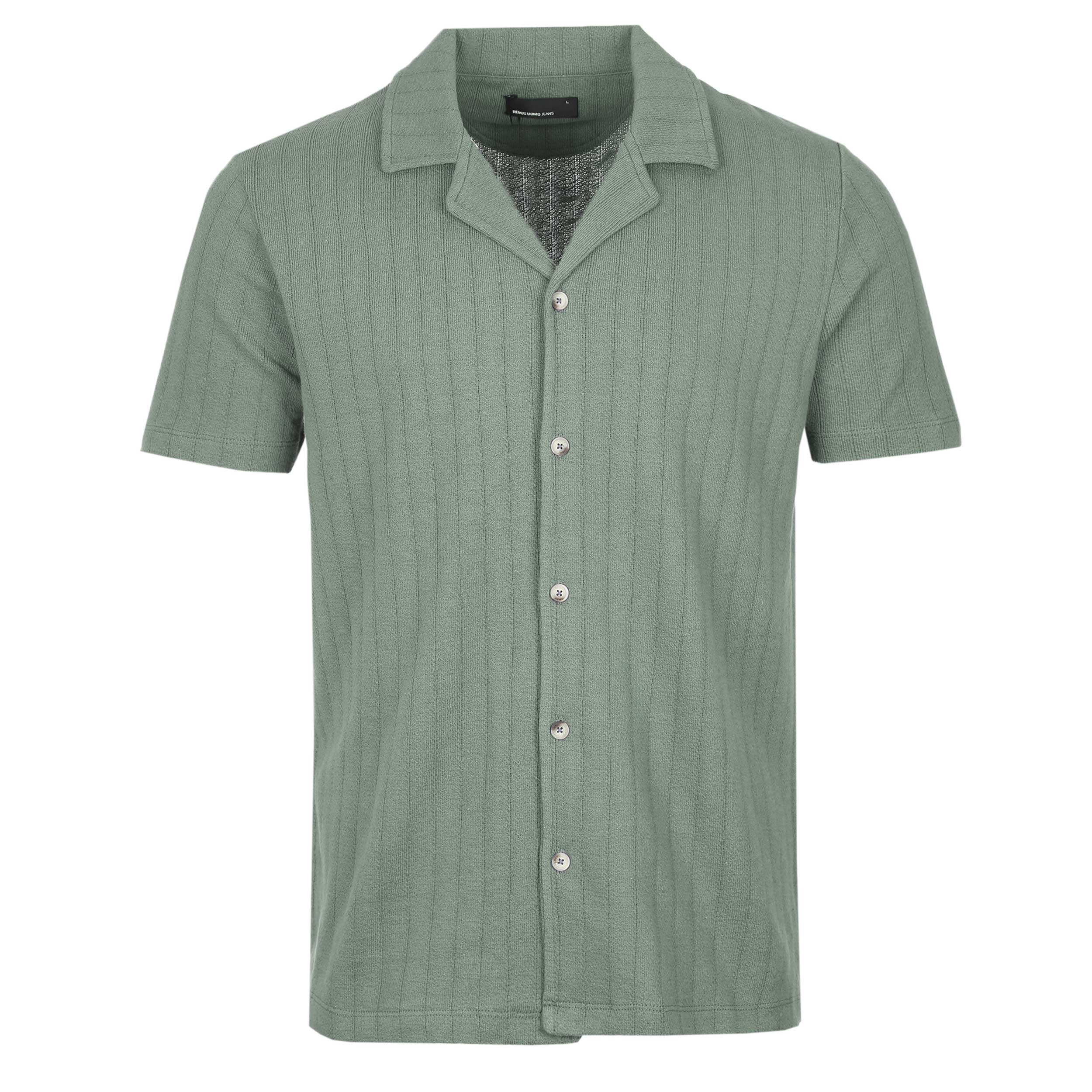 Remus Uomo Cuban Collar SS Shirt in Green