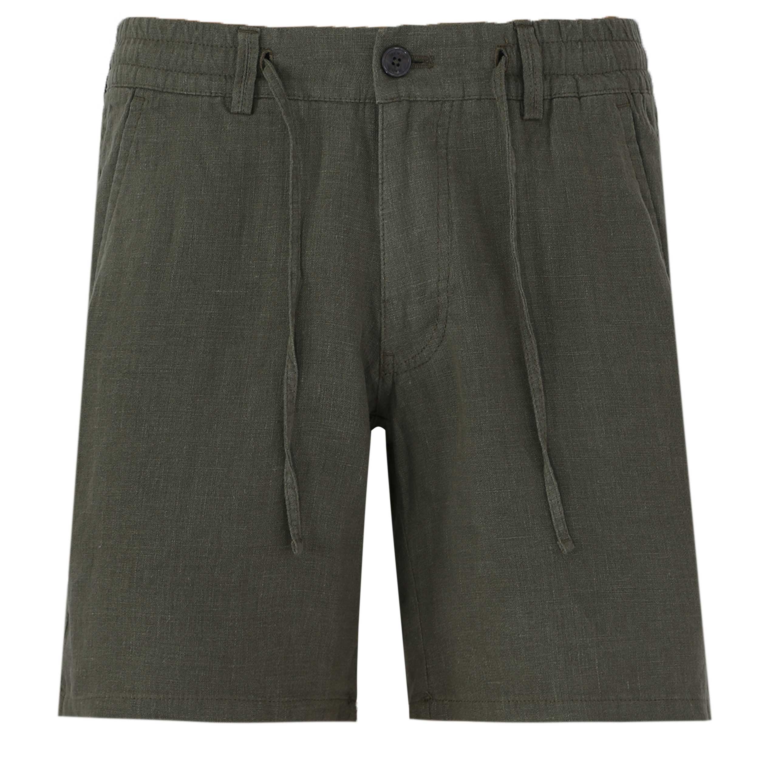 Remus Uomo Elio Linen Short in Khaki