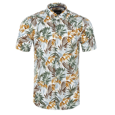 Remus Uomo Jungle Print Short Sleeve Shirt in Green & Beige Print