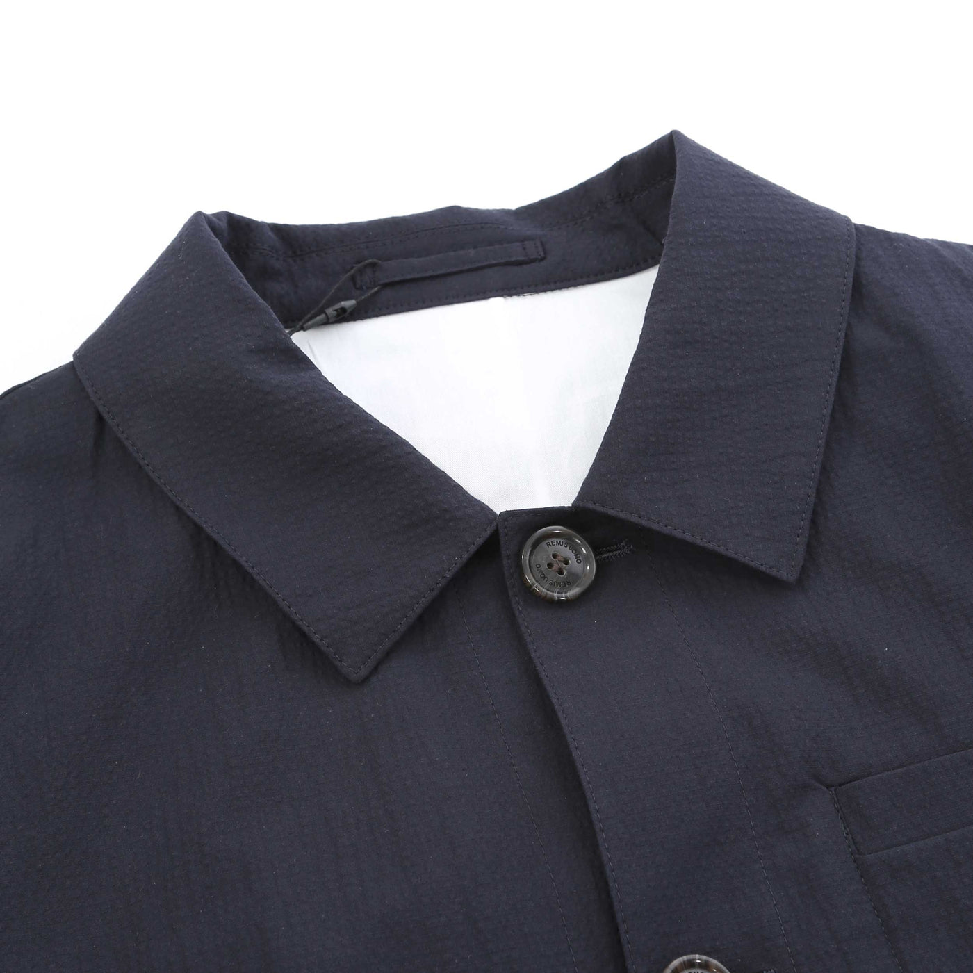 Remus Uomo Keats Overshirt in Navy Collar