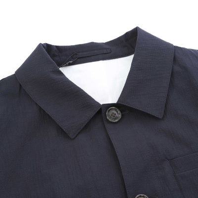 Remus Uomo Keats Overshirt in Navy Collar
