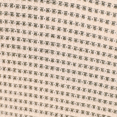 Remus Uomo Open Knitted Polo Shirt in Beige Weave Detail