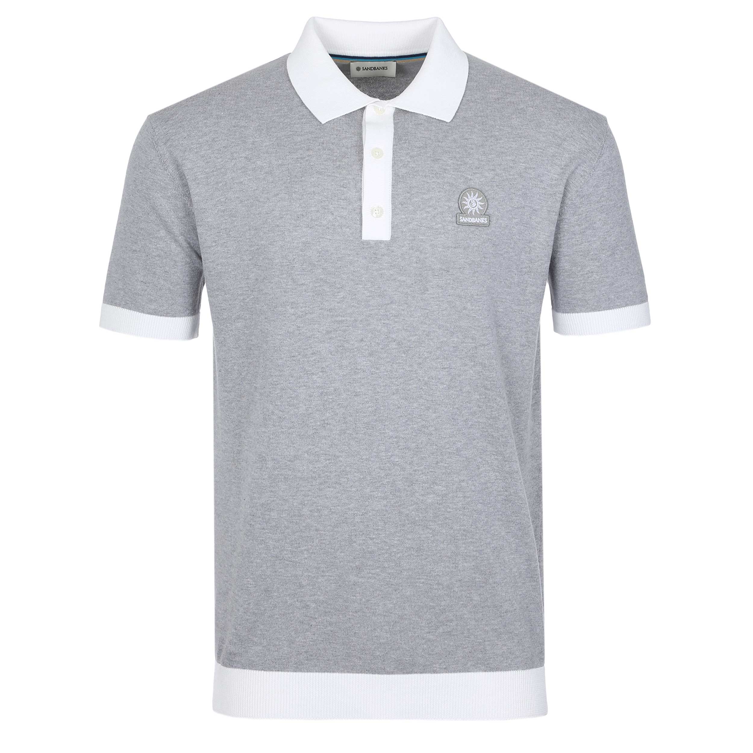 Sandbanks 3 Button Polo Shirt in Grey Marl