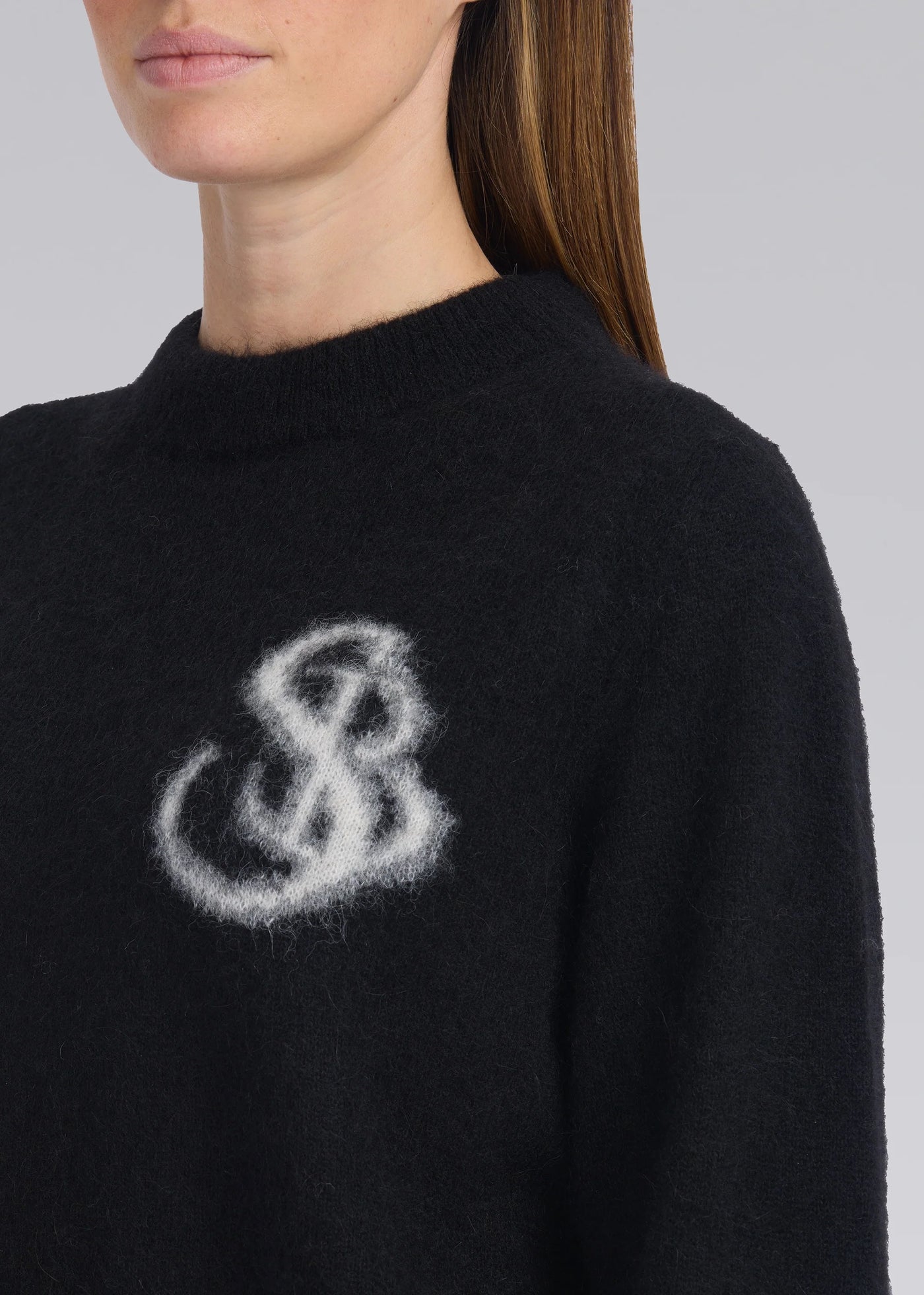 Sandbanks Alpaca Blend SB Intarsia Ladies Jumper in Black Logo