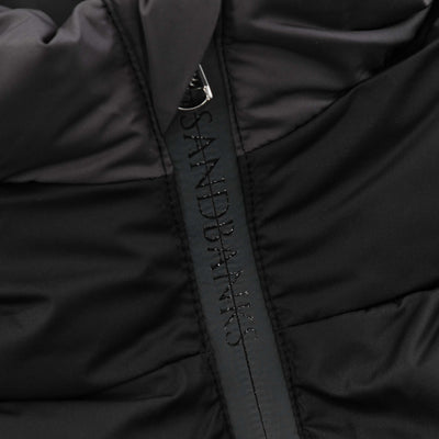 Sandbanks Apres Puffer Jacket in Black Placket Logo