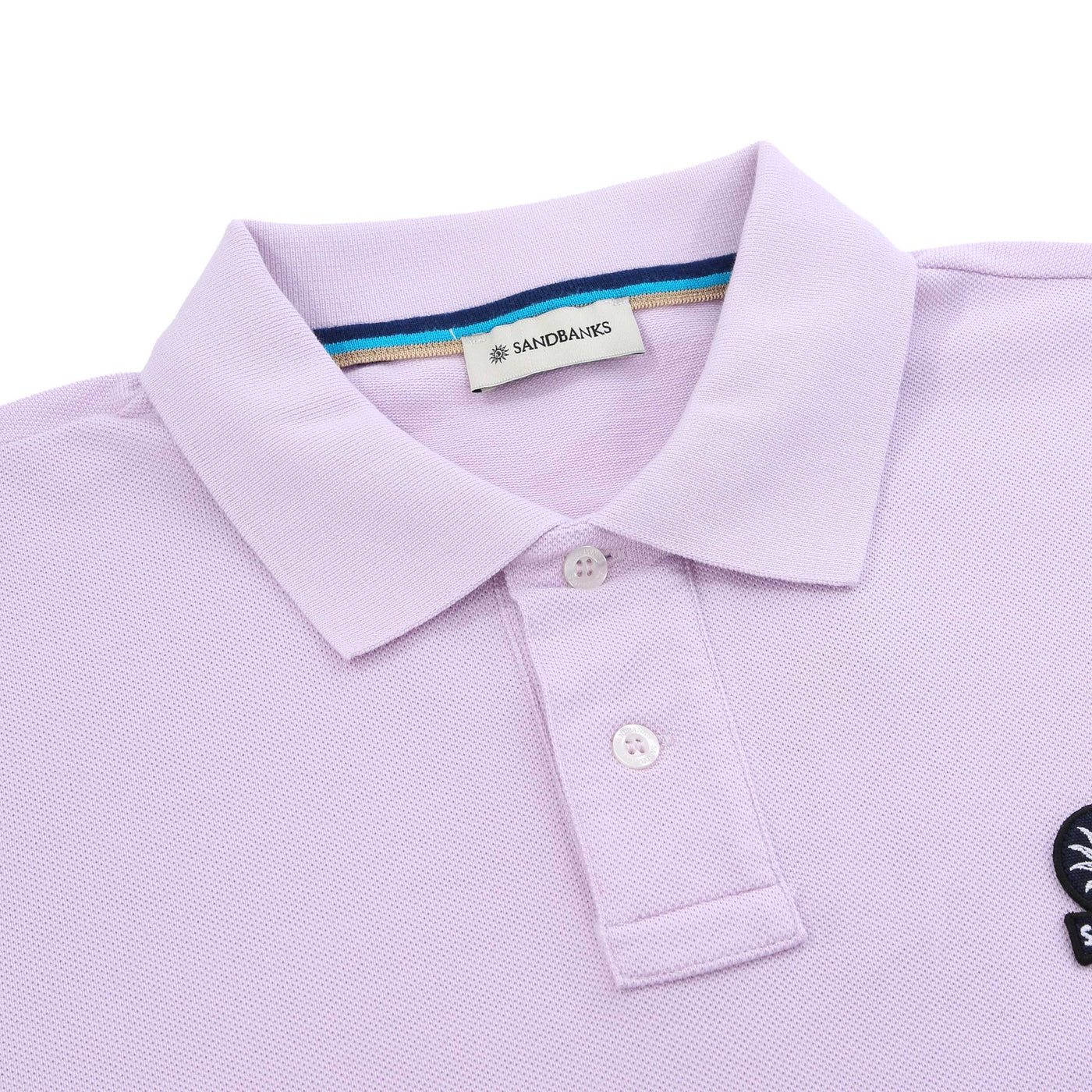 Sandbanks Badge Logo Polo Shirt in Lilac Collar