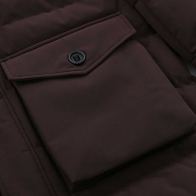 Sandbanks Branksome Long Puffer Jacket in Chocolate Pocket
