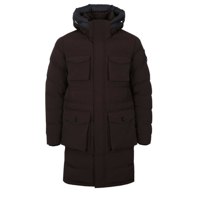 Sandbanks Branksome Long Puffer Jacket in Chocolate