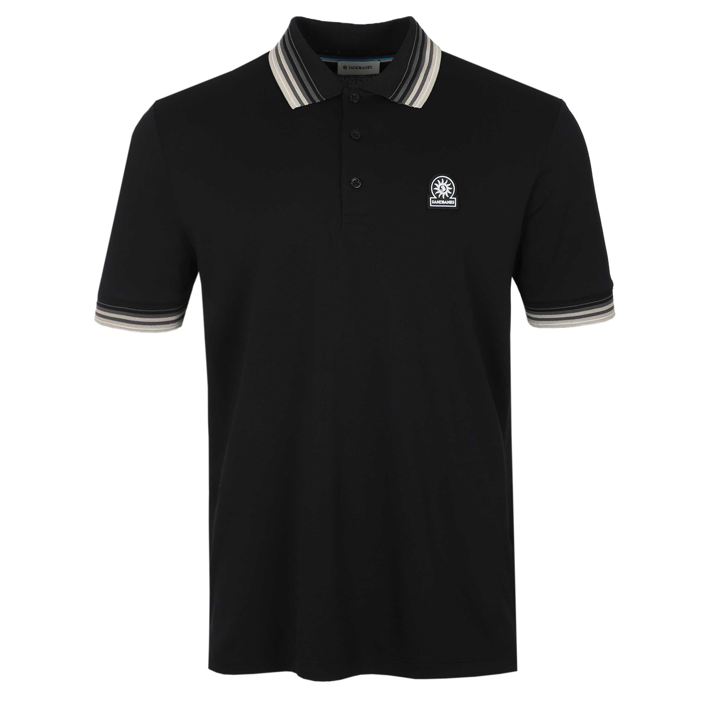 Sandbanks Gradient Rib Polo Shirt in Black