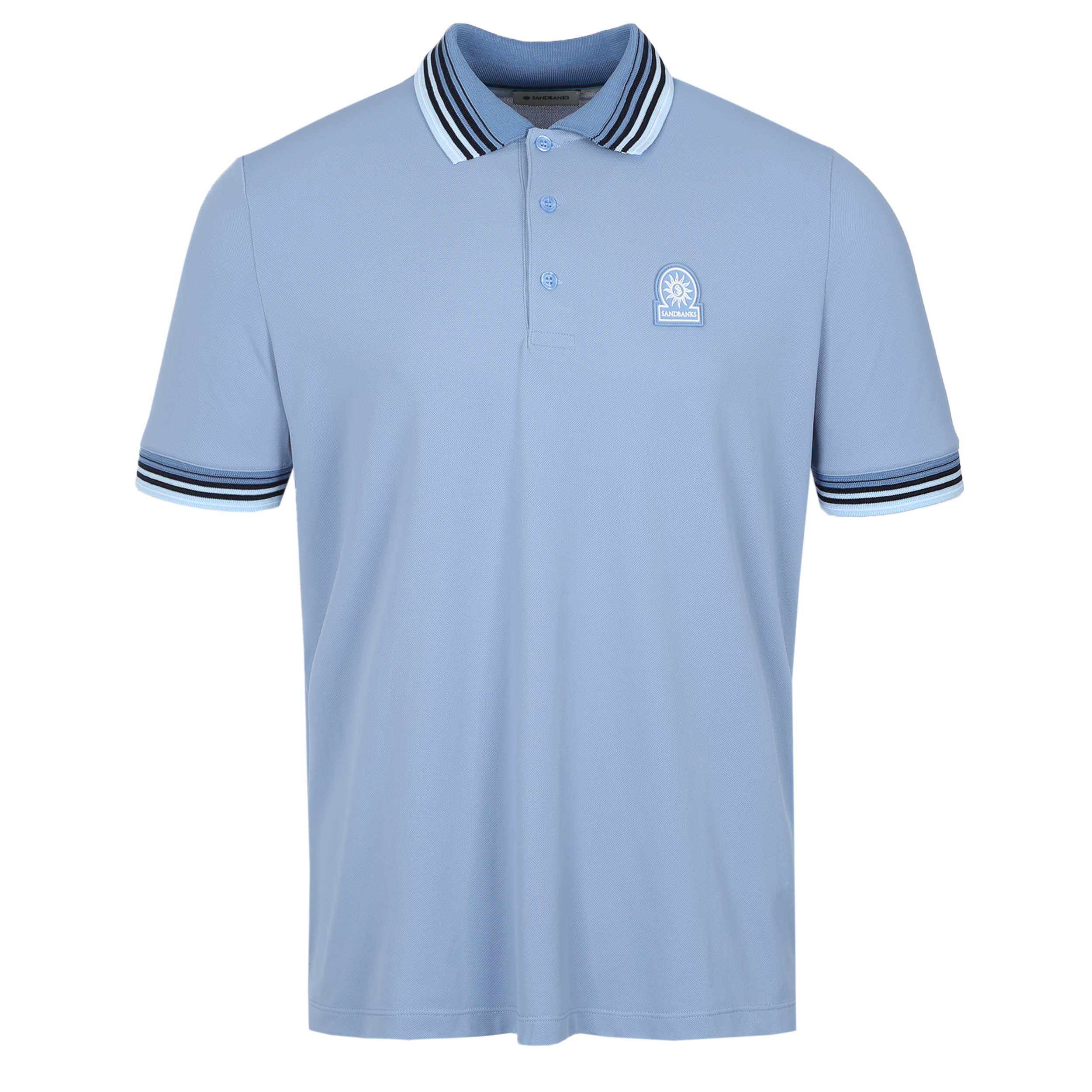 Sandbanks Gradient Rib Polo Shirt in Dusty Blue
