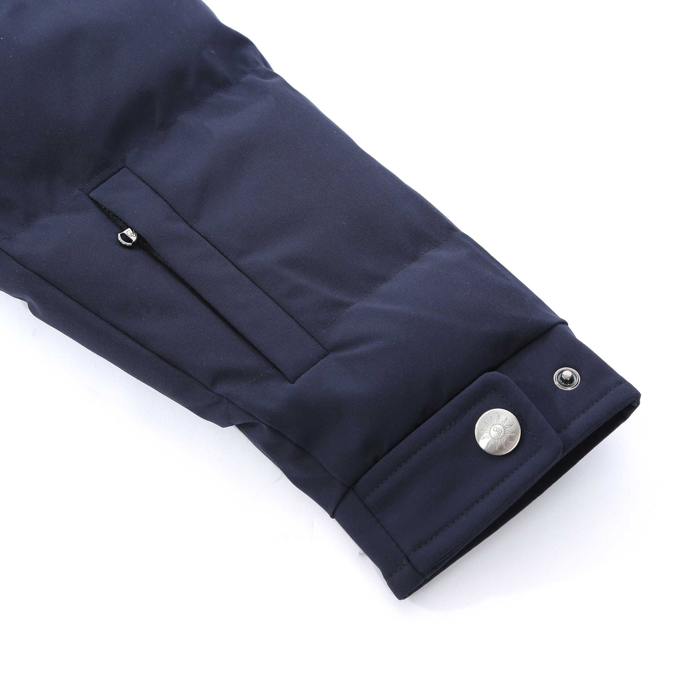 Sandbanks Haven Oversized Long Puffer Ladies Jacket in Navy Cuff