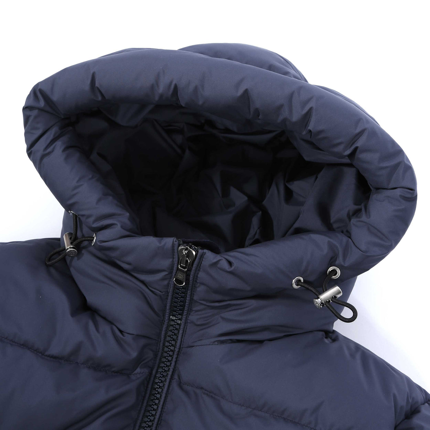 Sandbanks Ravine Mid Puffer Jacket in Navy Hood