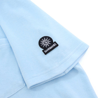 Sandbanks Resort Terry Towelling Polo Shirt in Crystal Blue Logo