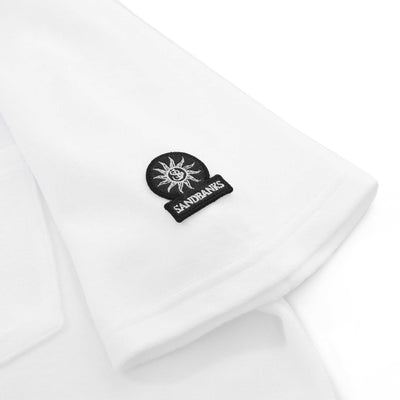 Sandbanks Resort Terry Towelling Polo Shirt in White Logo