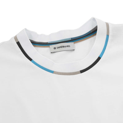 Sandbanks Tri-Colour Neck T Shirt in White Trim