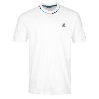Sandbanks Tri-Colour Neck T Shirt in White