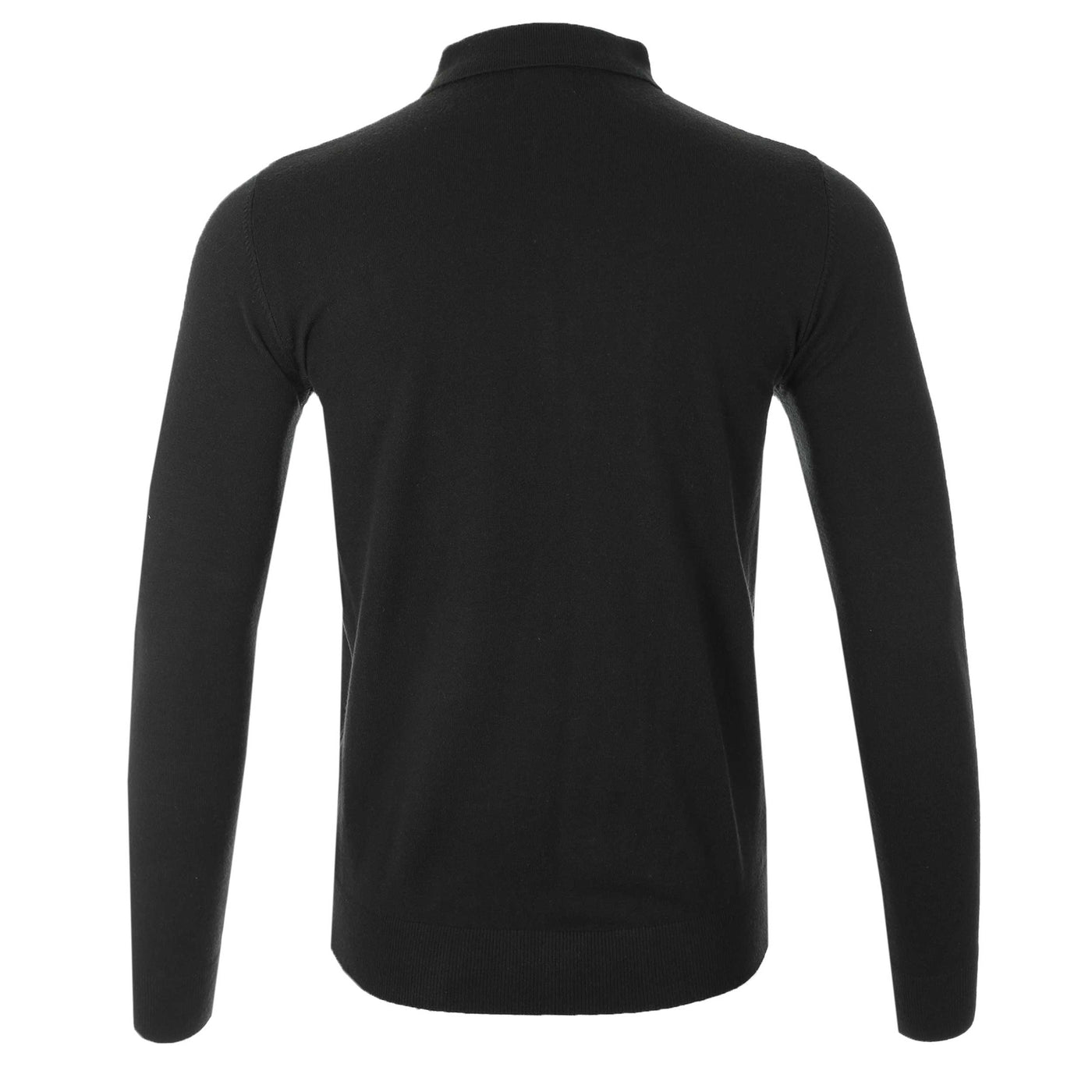 Seinse 2 Button LS Polo Knitwear in Black Back