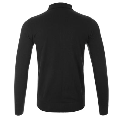 Seinse 2 Button LS Polo Knitwear in Black Back