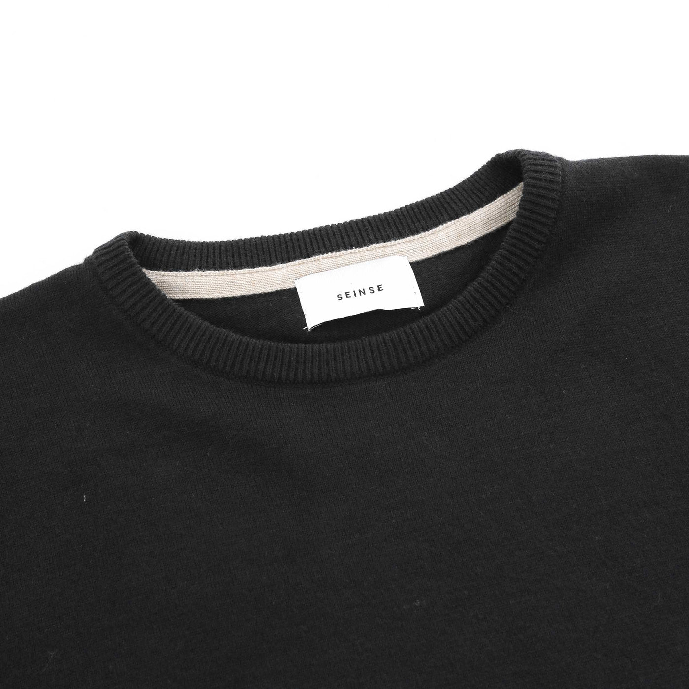 Seinse Crew Neck Knitwear in Black Neck