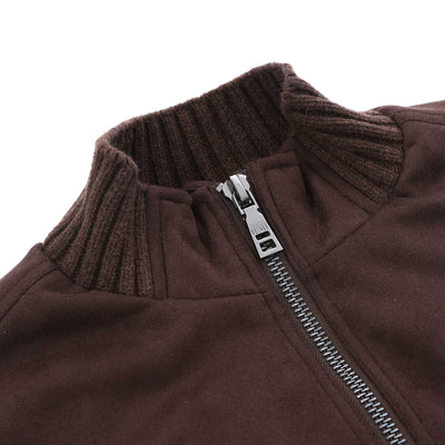 Seinse Faux Suede Zip Knit Jacket in Moro Brown Collar