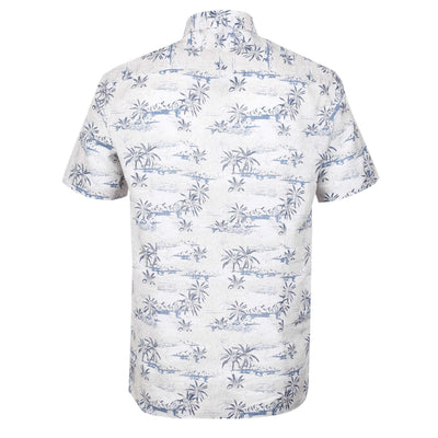 Seinse Floral Cotton Linen SS Shirt in Cream Navy Floral Back