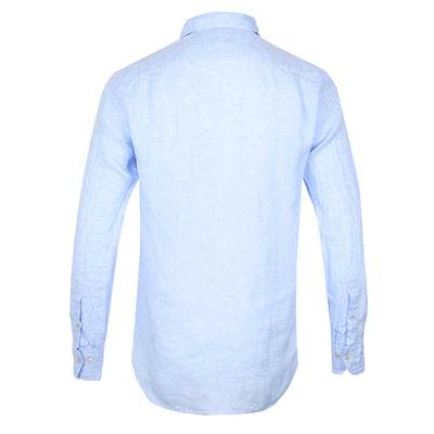 Stenstroms Fitted Body Linen Shirt in Light Blue Back