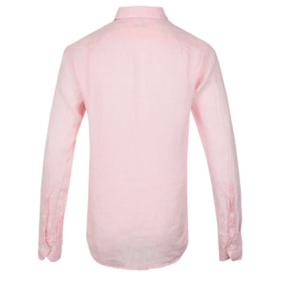 Stenstroms Fitted Body Linen Shirt in Light Pink Back