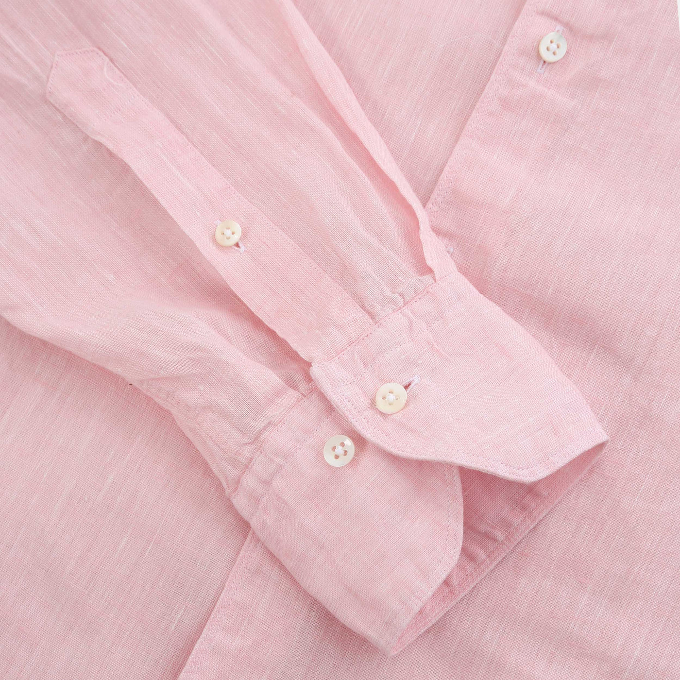 Stenstroms Fitted Body Linen Shirt in Light Pink Cuff