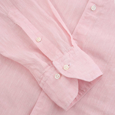 Stenstroms Fitted Body Linen Shirt in Light Pink Cuff