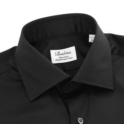 Stenstroms Fitted Body Shirt in Black Collar