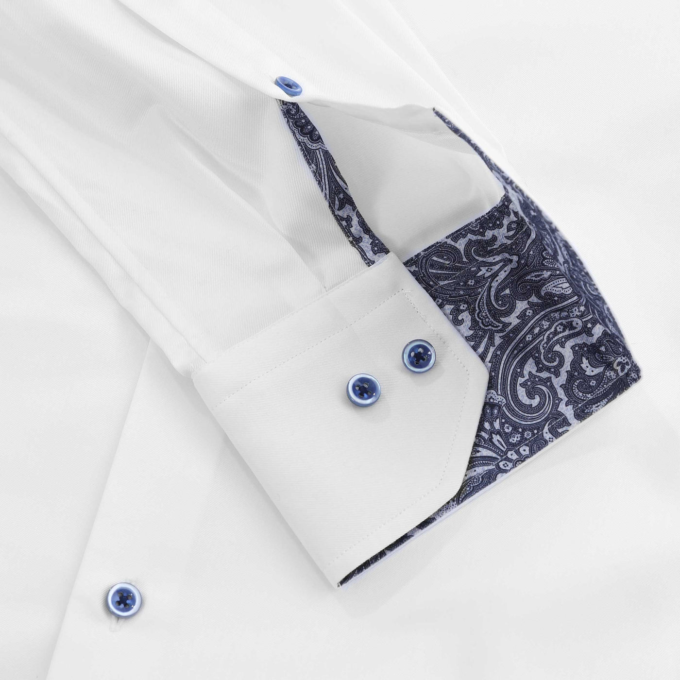Stenstroms Slimline Paisley Trim Shirt in White Trim Detail