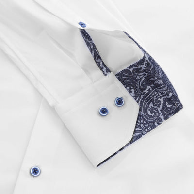 Stenstroms Slimline Paisley Trim Shirt in White Trim Detail