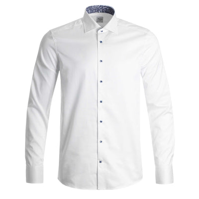 Stenstroms Slimline Paisley Trim Shirt in White