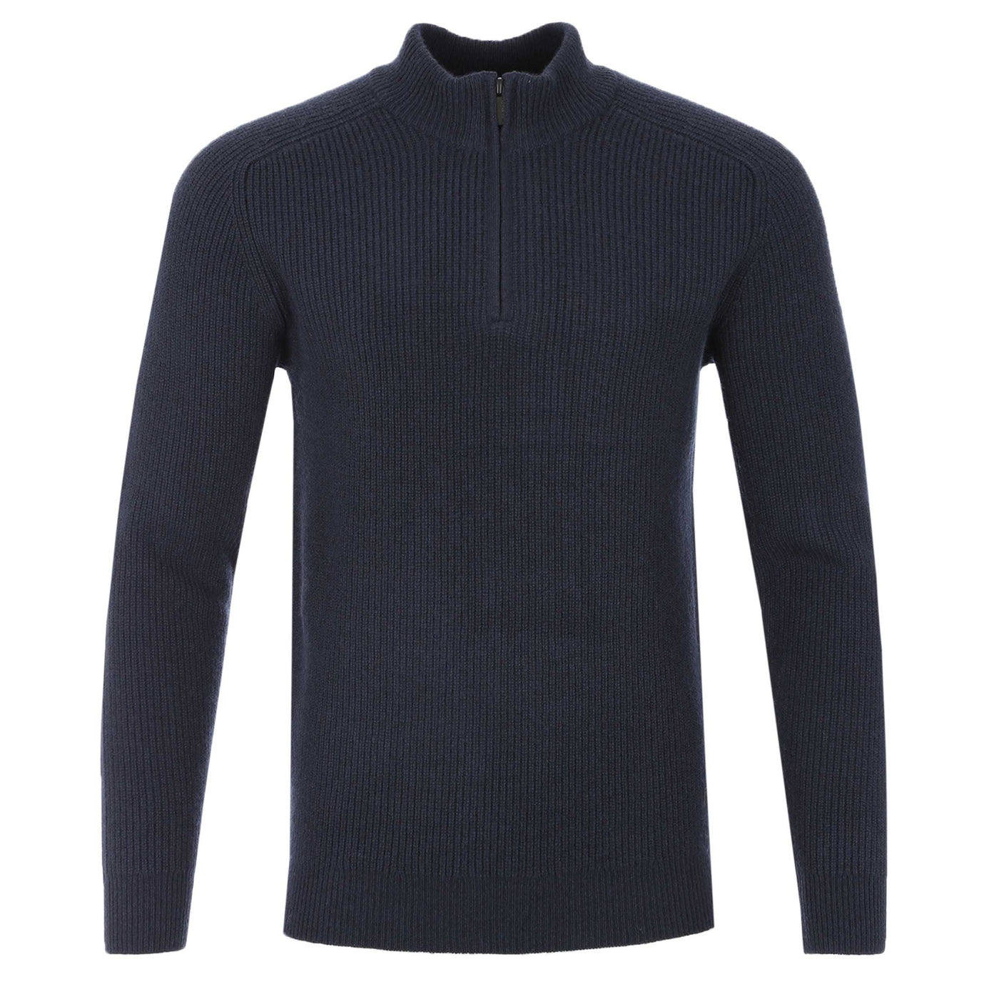 Thomas Maine 1/4 Zip Lambs Wool Knitwear in Navy