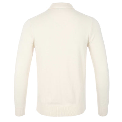 Thomas Maine 2 Button Lambs Wool Knit Polo in Cream Back