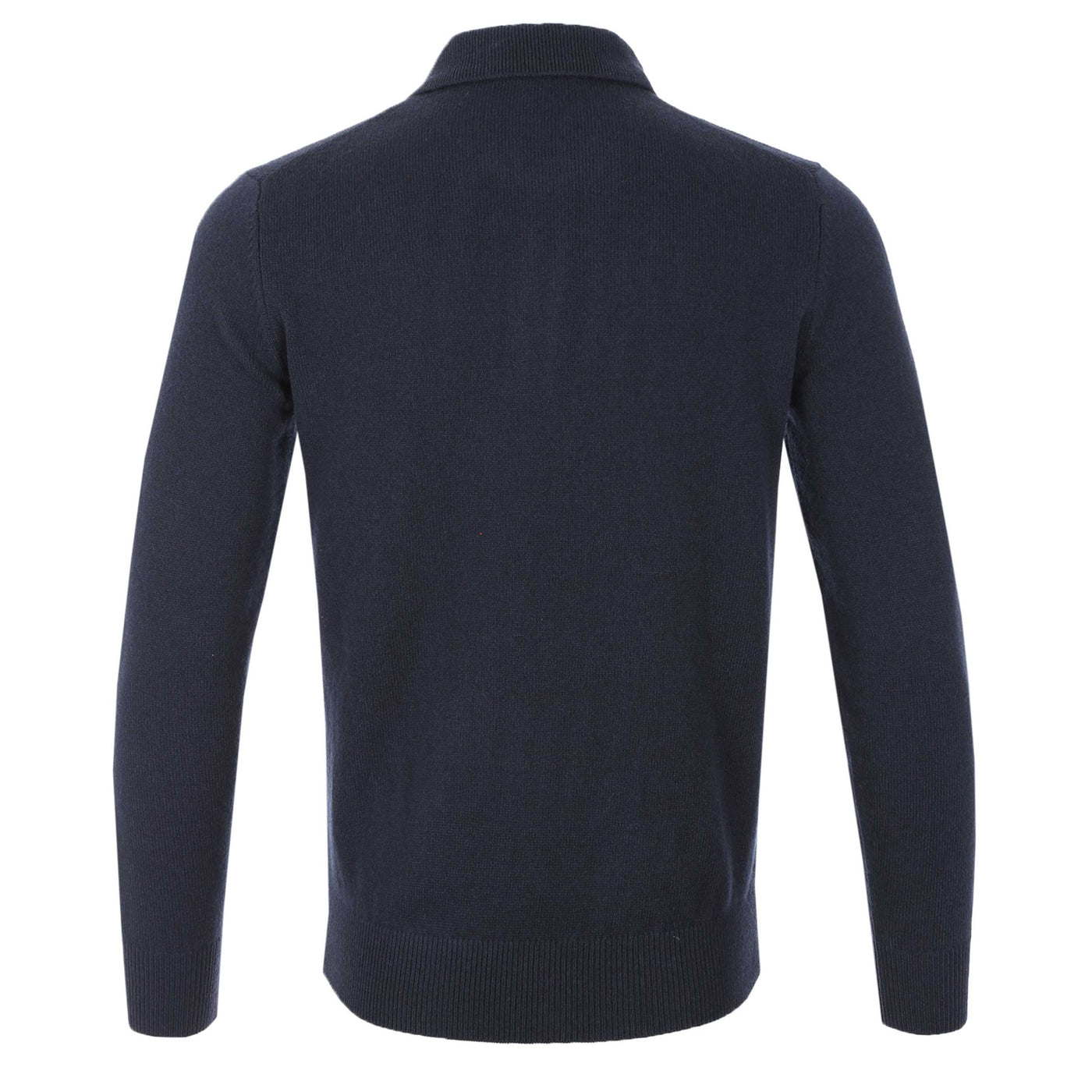 Thomas Maine 2 Button Lambs Wool Knit Polo in Navy Back