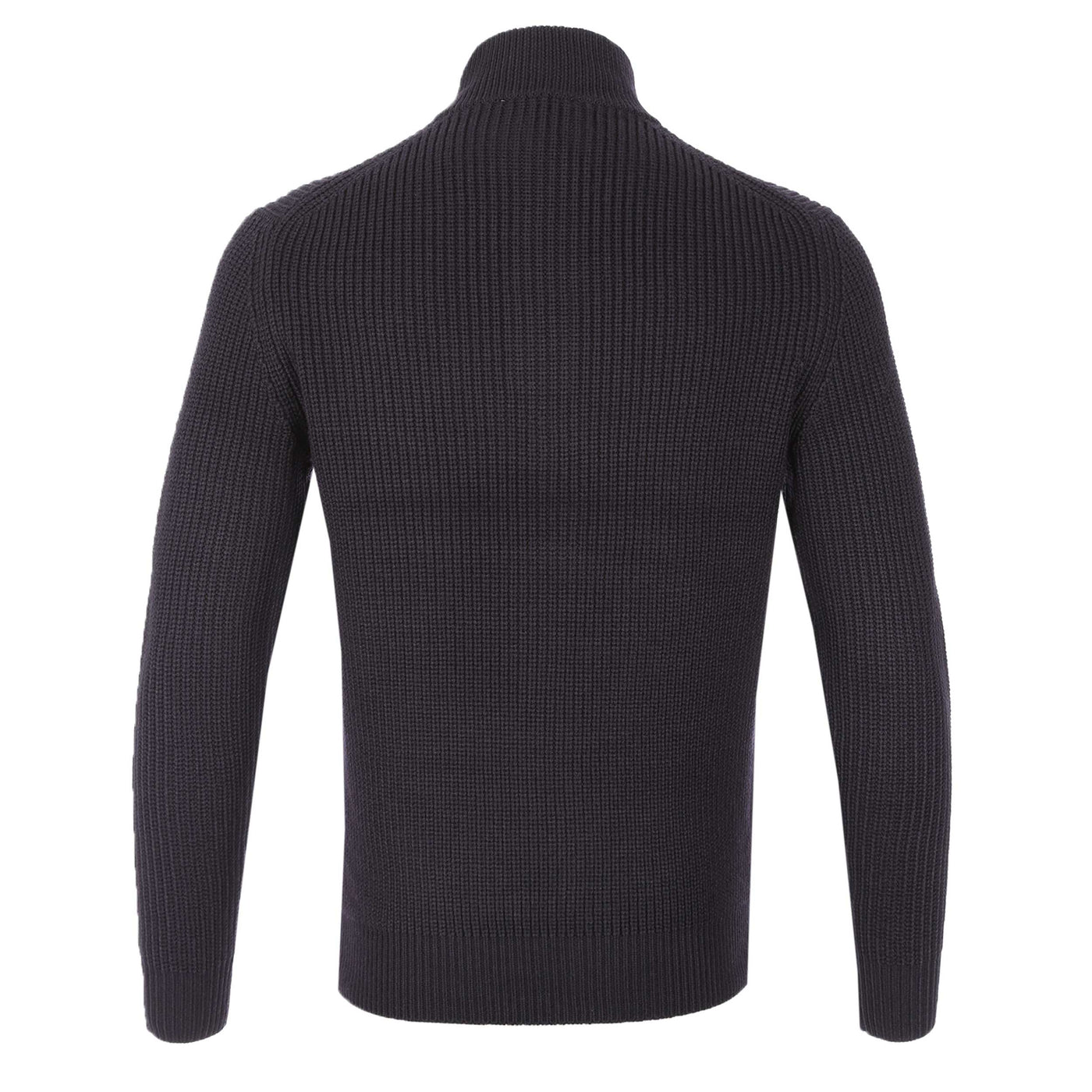 Thomas Maine 3 Button Funnel Neck Knitwear in Navy Back