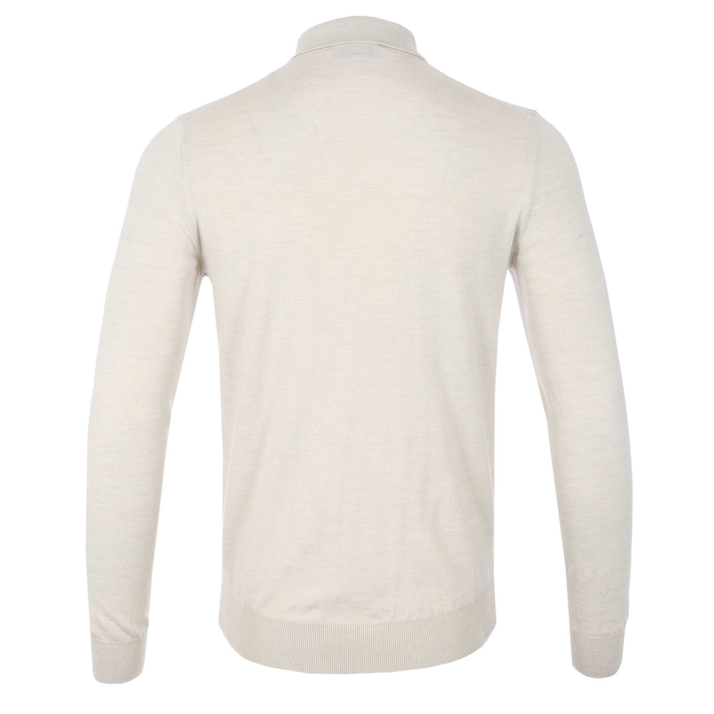 Thomas Maine 3 Button Merino Knit Polo Shirt in Cream Back