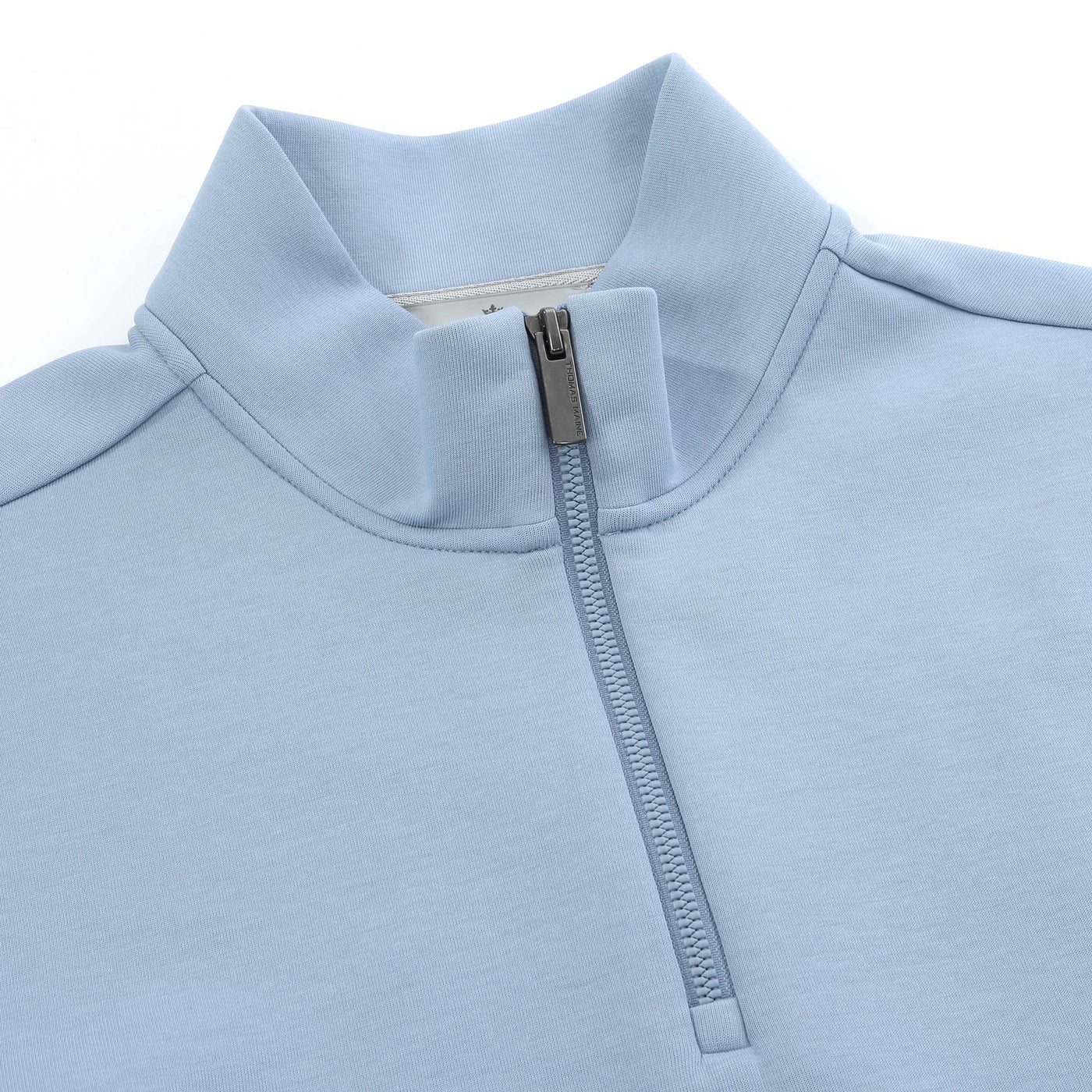 Thomas Maine Interlock 1/4 Zip Sweatshirt in Sky Blue